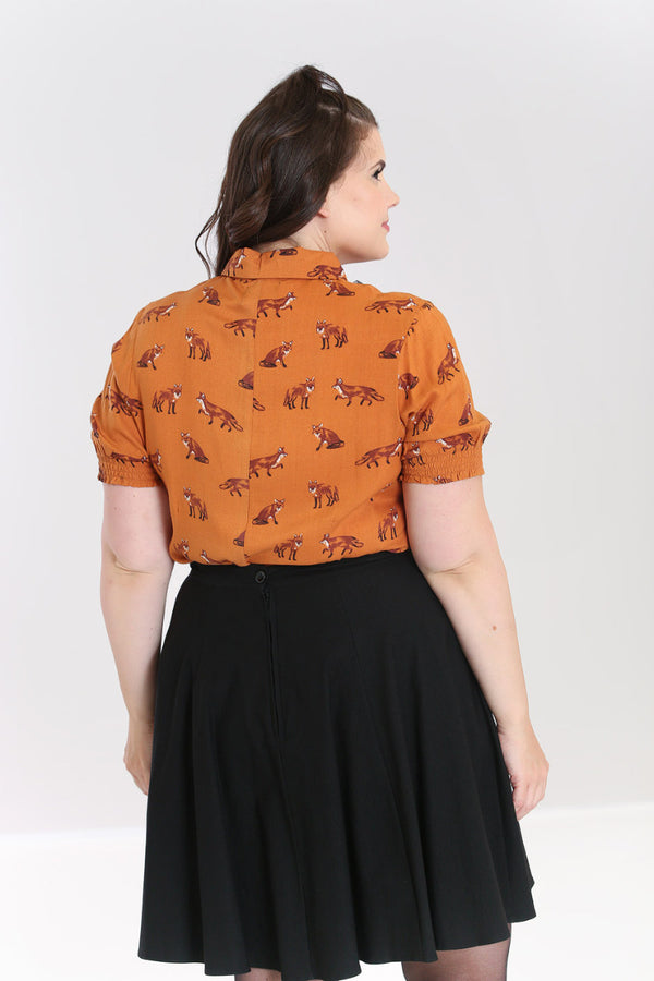 Hell Bunny Vixey Blouse Brown