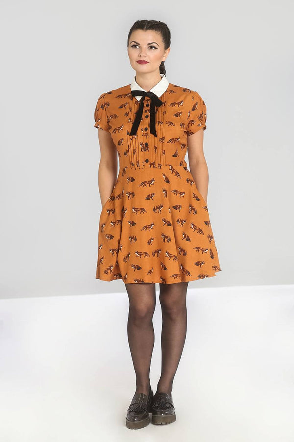 Hell Bunny Vixey Dress Brown
