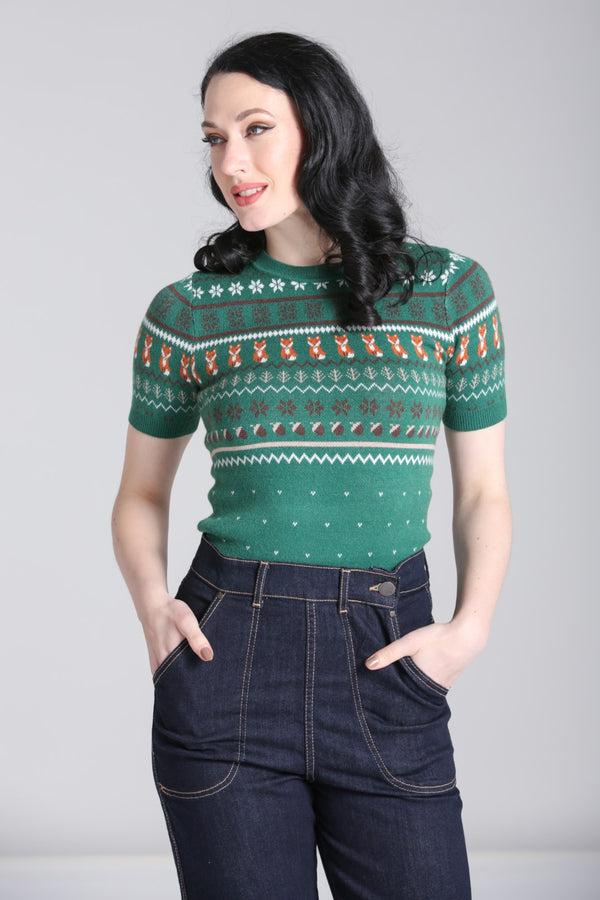 Hell Bunny Vixey Jumper Green