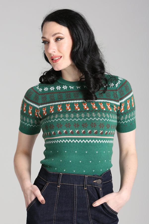 hell bunny Vixey Jumper Green