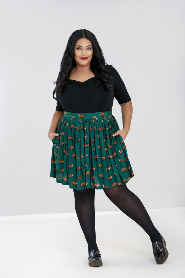 Hell Bunny Vixey Skirt Brown
