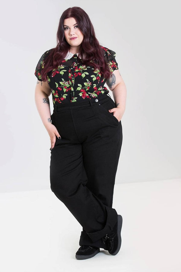 Hell Bunny Weston Denim Trousers Black