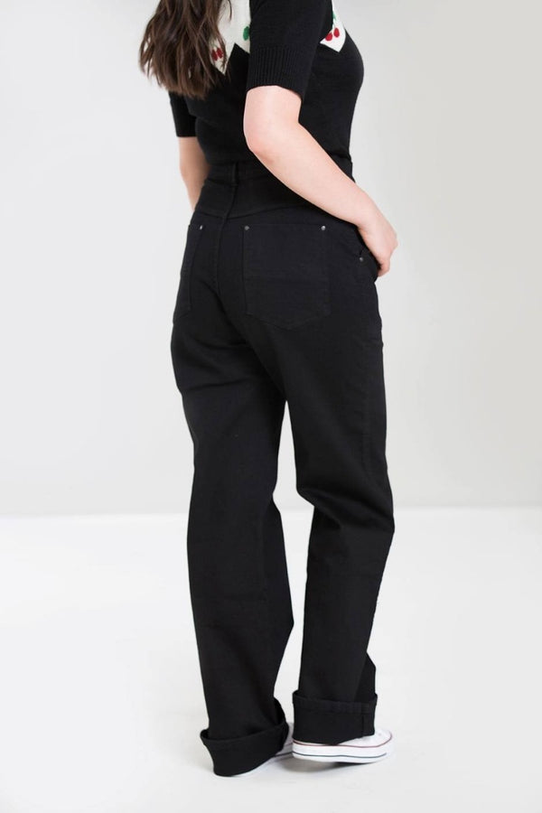 Hell Bunny Weston Denim Trousers Black