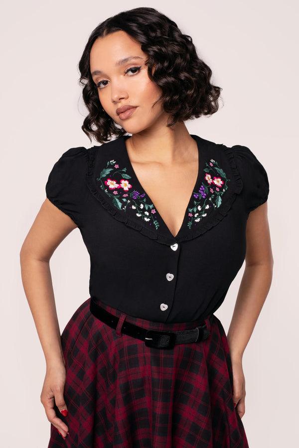 Hell Bunny Winnie Blouse Black