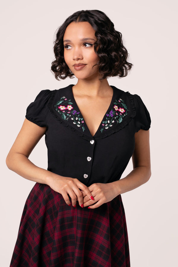 hell bunny Winnie Blouse Black