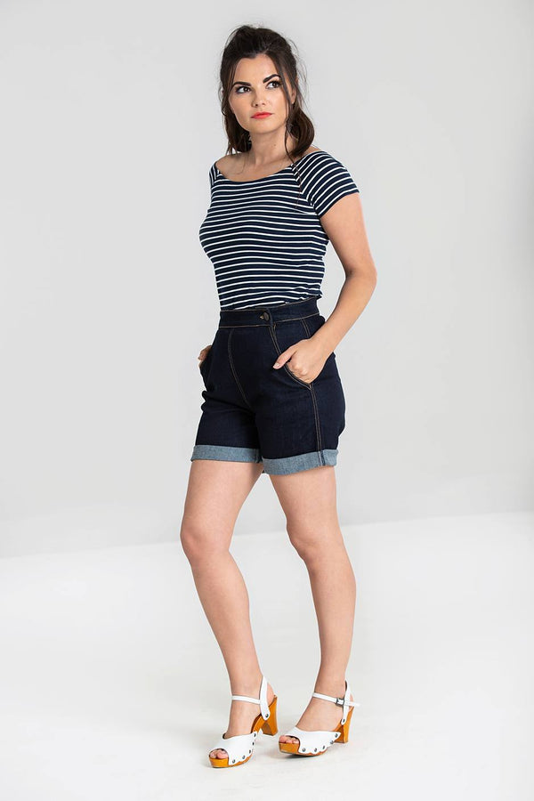 Hell Bunny Yaz Short Navy