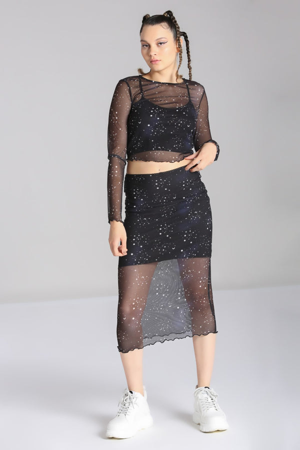 hell bunny Zodiac Mesh Skirt Black