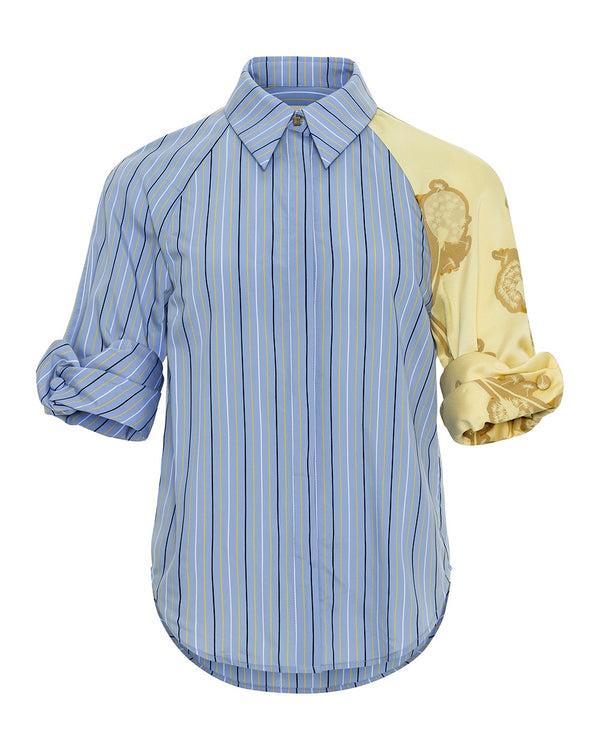 hellessy Alexy Shirt Buttercup Fil Coupé Light Blue-Yellow Stripe and Striped