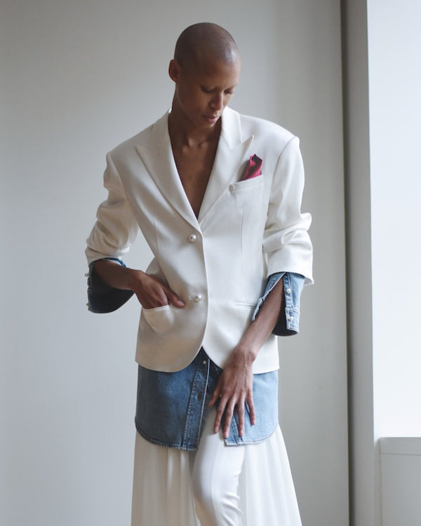 Hellessy Anthony Blazer Ecru And Medium Wash