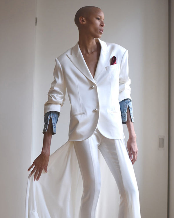 Hellessy Anthony Blazer Ecru And Medium Wash