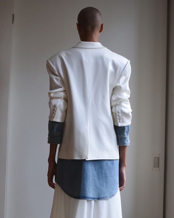 Hellessy Anthony Blazer Ecru And Medium Wash