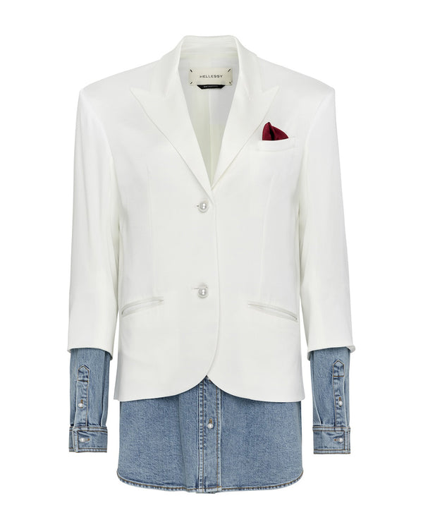 hellessy Anthony Blazer Ecru and Medium Wash