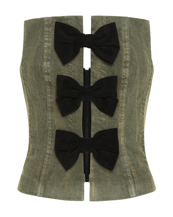 hellessy Arfa Bustier Distressed Olive