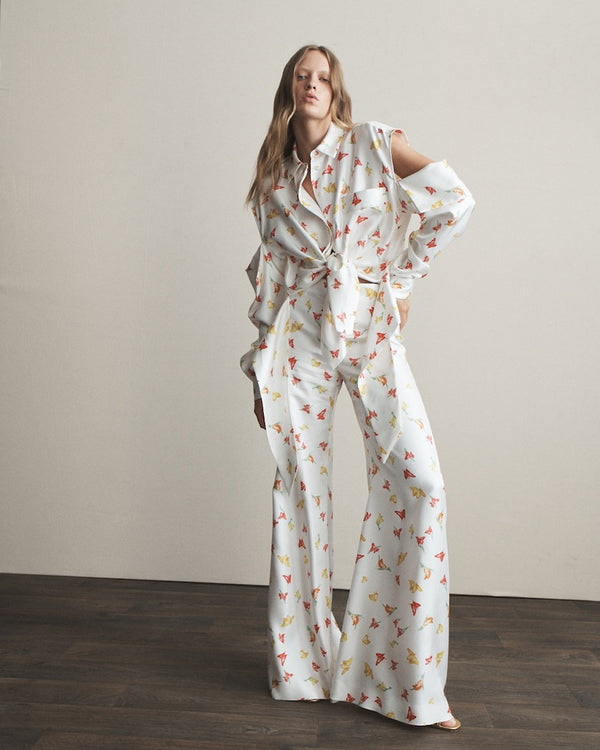 Hellessy Luc Pants Ecru Butterfly Print