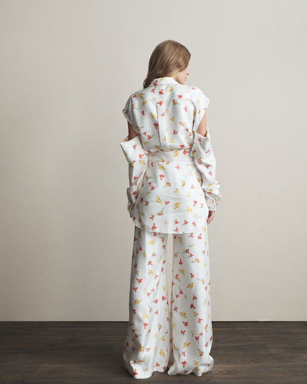 Hellessy Luc Pants Ecru Butterfly Print