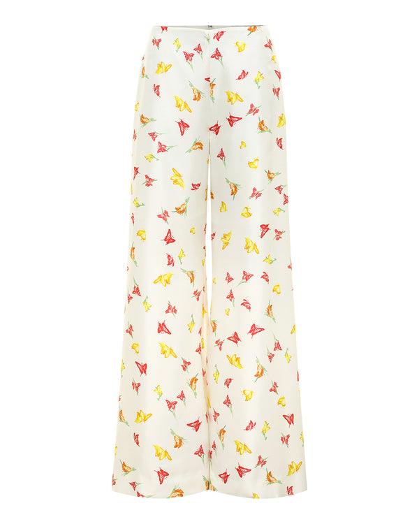 hellessy Luc Pants Ecru Butterfly Print