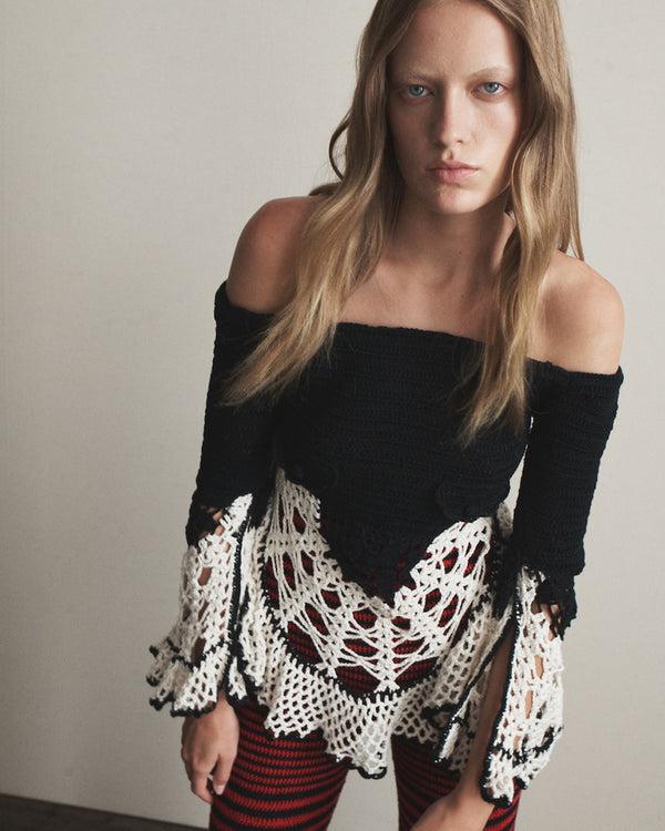 hellessy Machi Top Black and Ecru