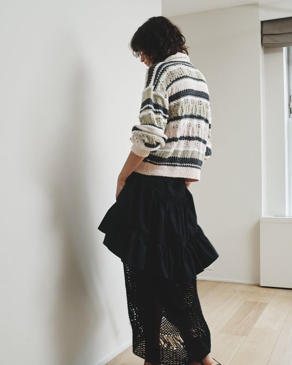 Hellessy Meyer Cardigan Olive-blush Stripe