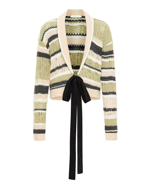 hellessy Meyer Cardigan Olive-blush Stripe