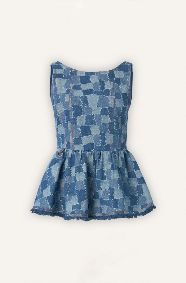 helmstedt EMILIE DENIM TOP - Blue Patch