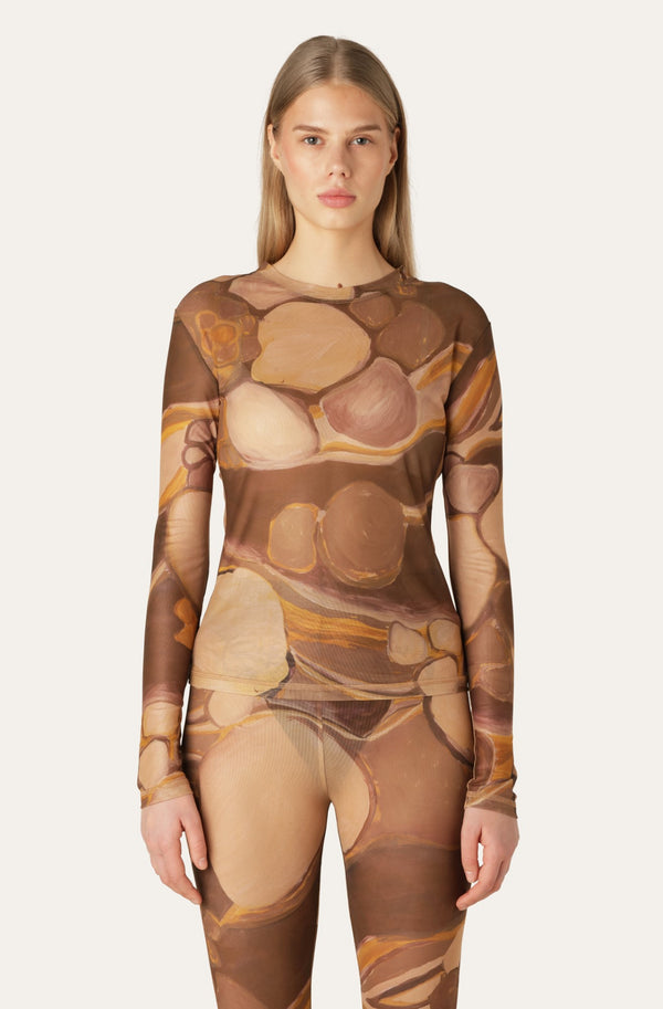 helmstedt JULIA MESH BLOUSE - Gold Planets