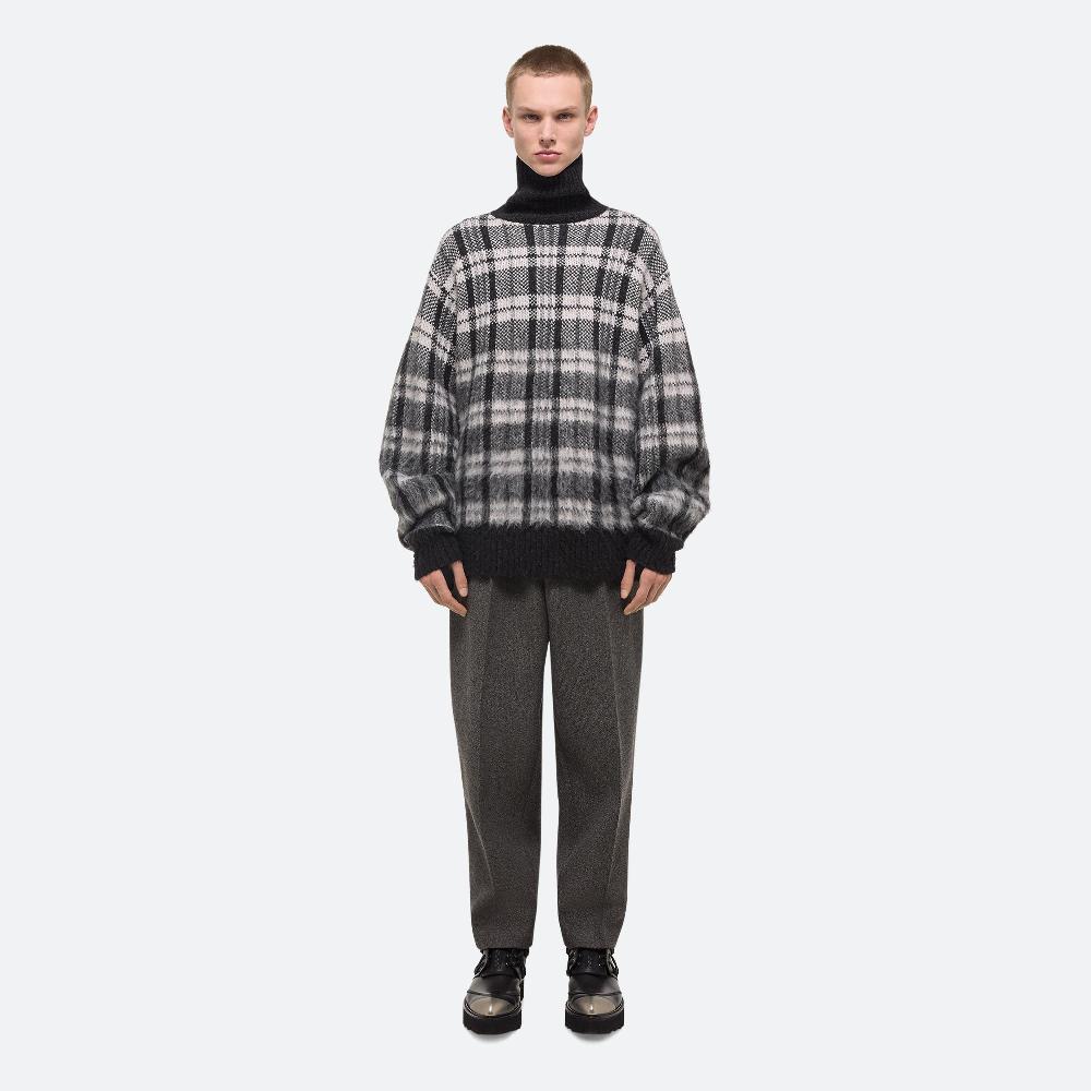 Helmut Lang Brushed Turtleneck Sweater Medium Black Check