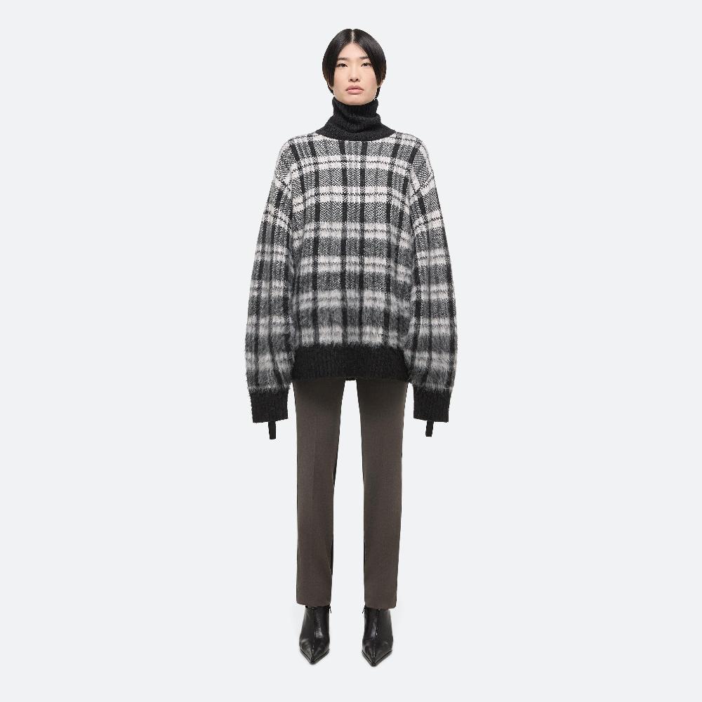 Helmut Lang Brushed Turtleneck Sweater Medium Black Check