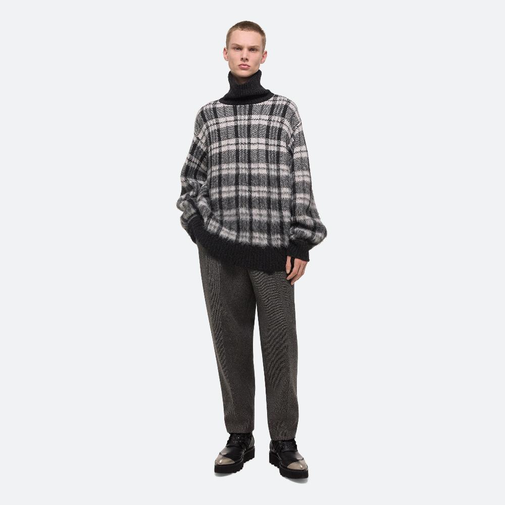 helmut lang Brushed Turtleneck Sweater medium black check