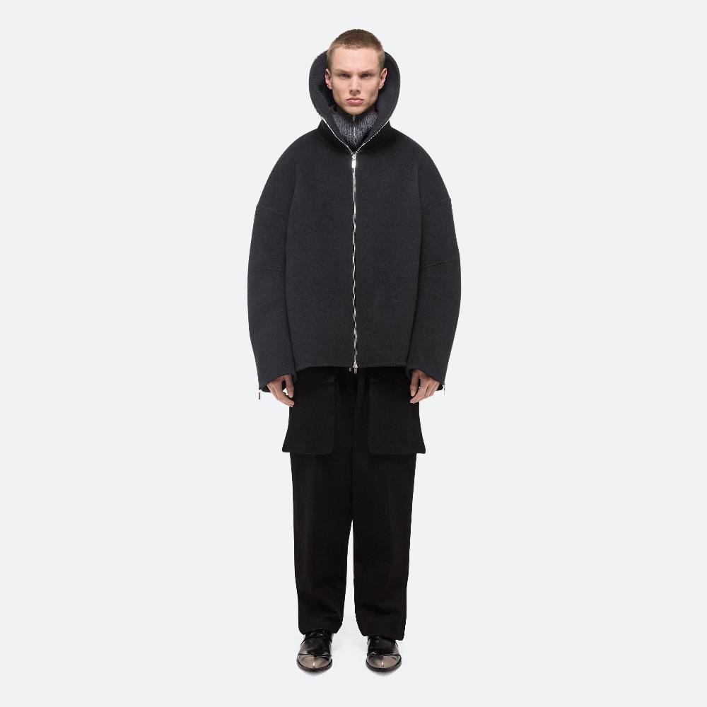 Helmut Lang Double-Faced Cocoon Zip-Up Dark Charcoal