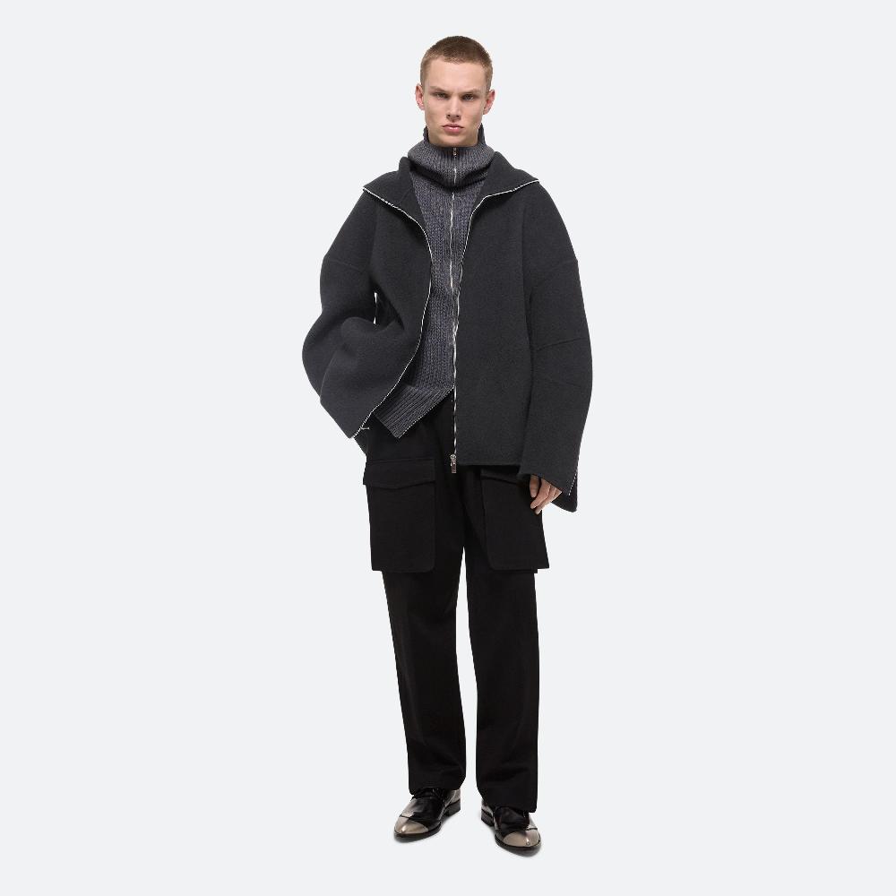 helmut lang Double-Faced Cocoon Zip-Up dark charcoal
