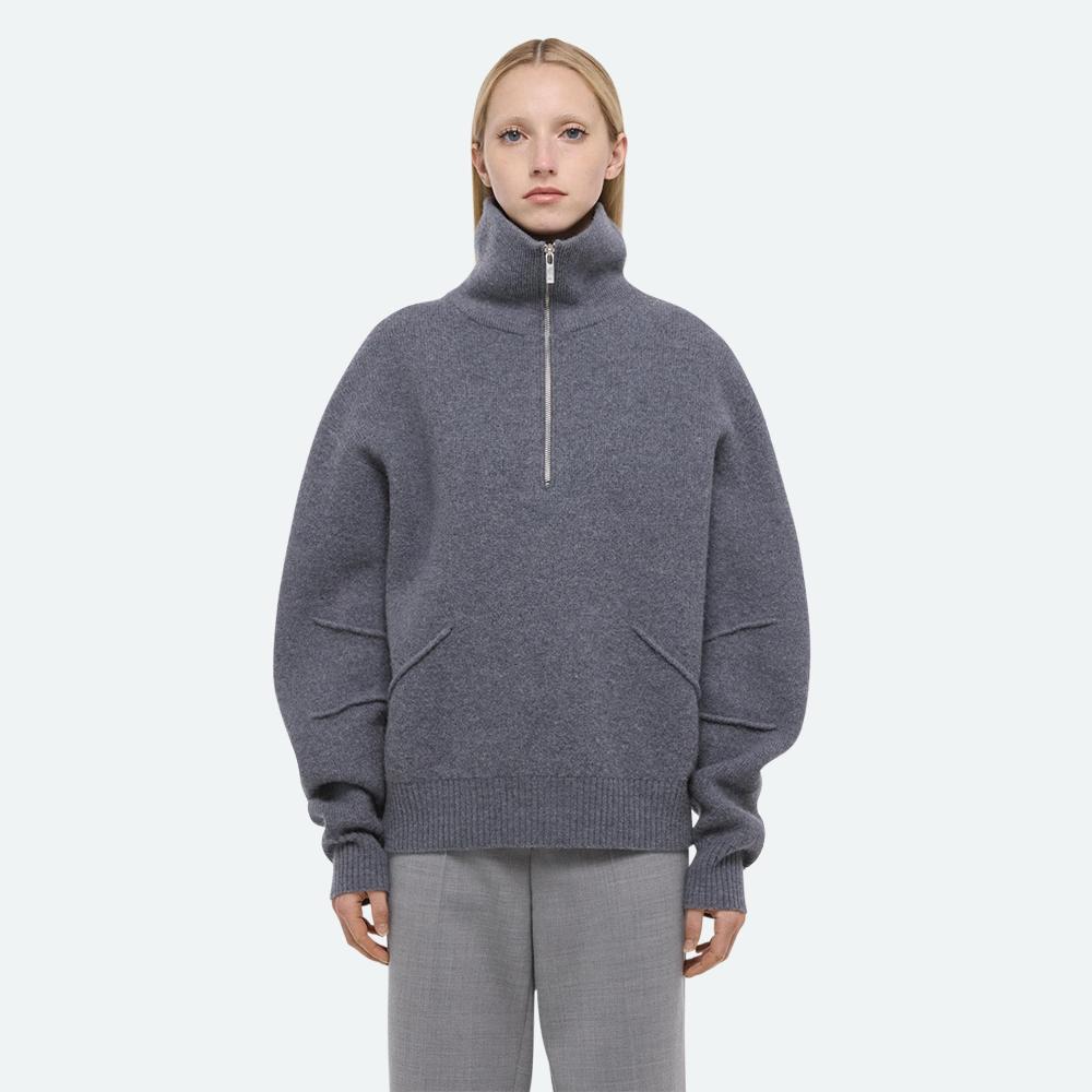 Helmut Lang Apex Quarter-Zip Sweater Med Grey