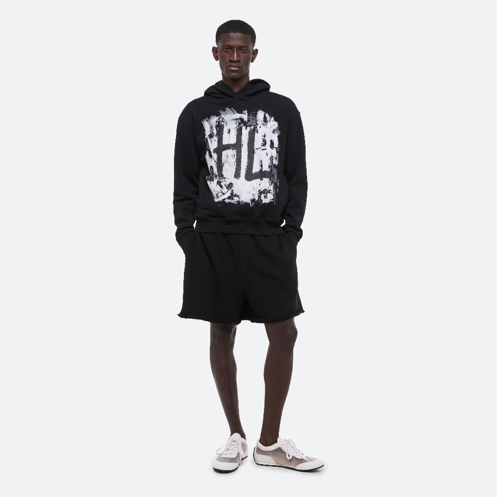 helmut lang Black Scribble Hoodie black/white