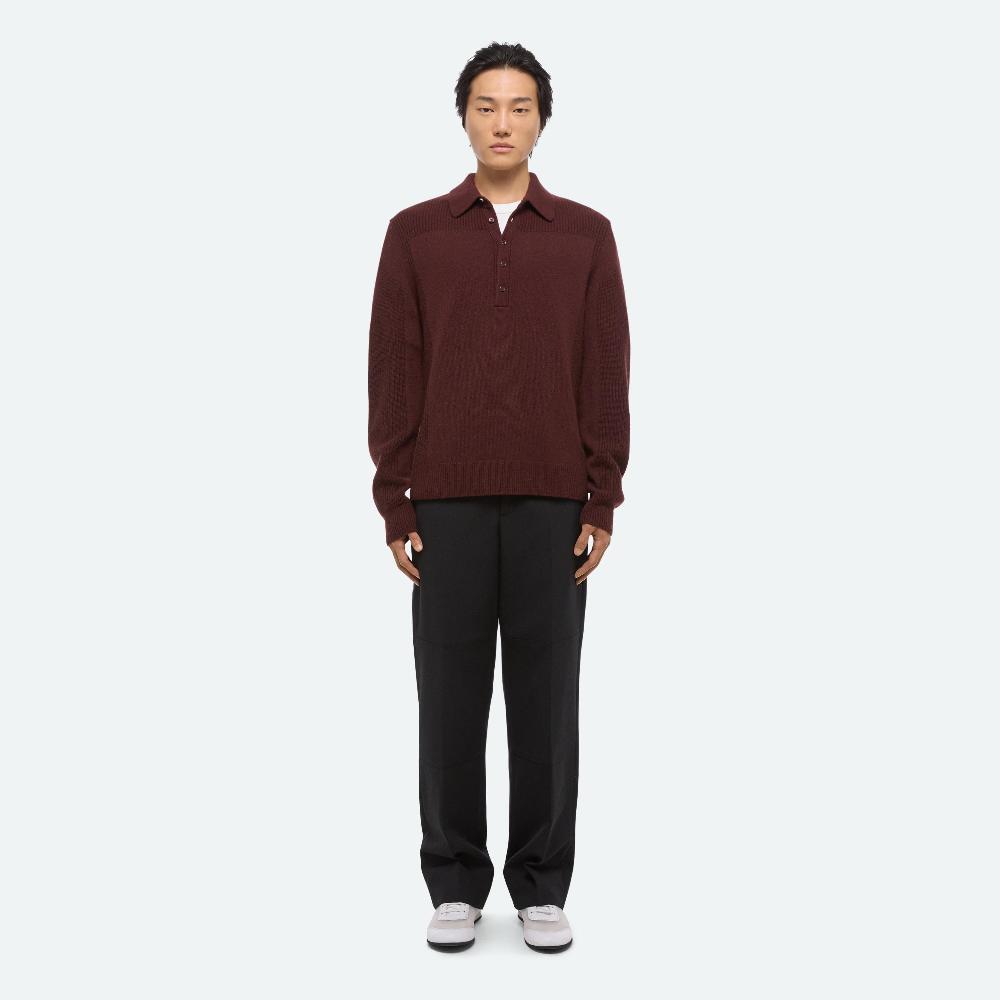 Helmut Lang Block Polo Sweater Dark Burgundy