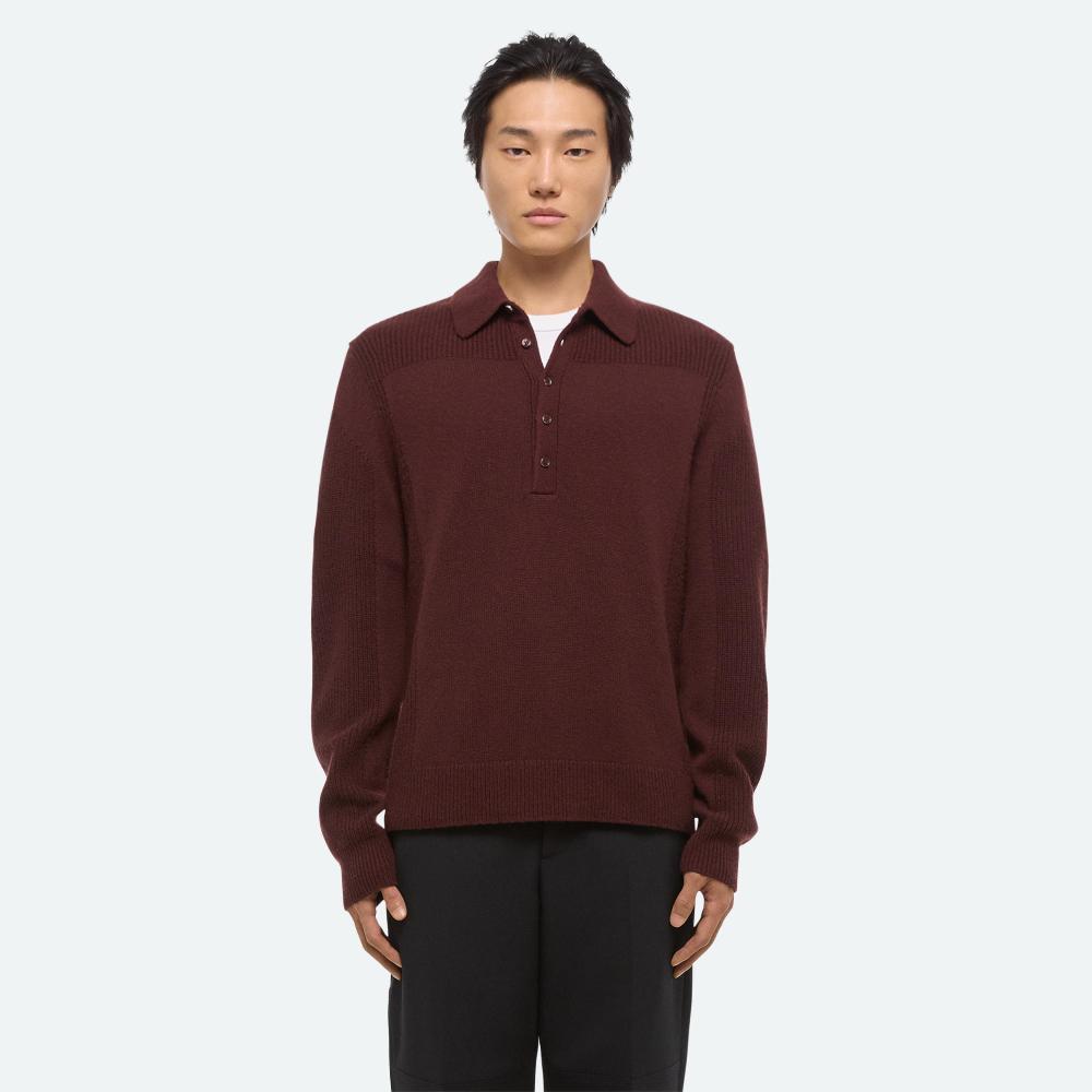Helmut Lang Block Polo Sweater Dark Burgundy
