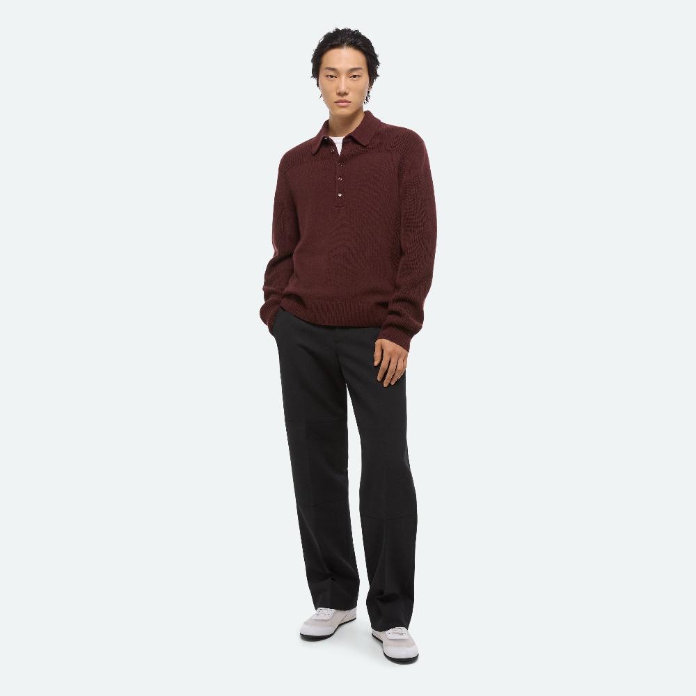 helmut lang Block Polo Sweater dark burgundy