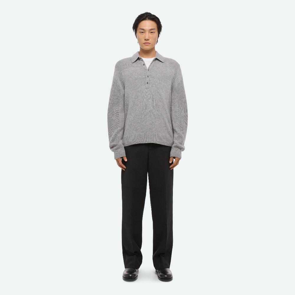 Helmut Lang Block Polo Sweater Grey Melange