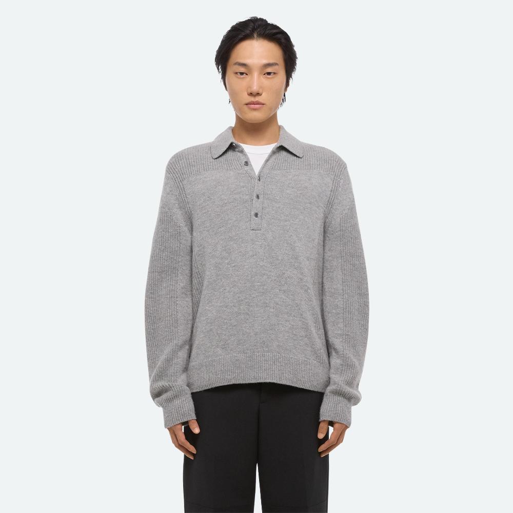 Helmut Lang Block Polo Sweater Grey Melange