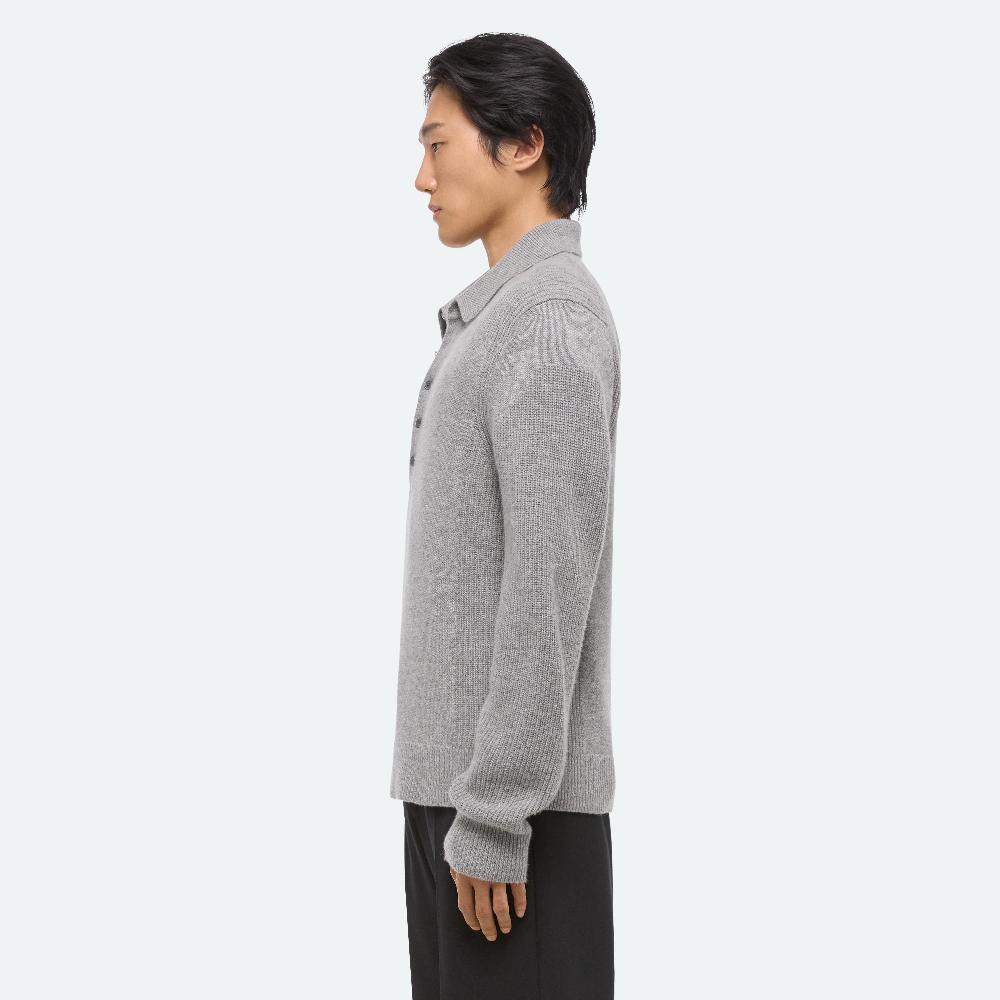 Helmut Lang Block Polo Sweater Grey Melange