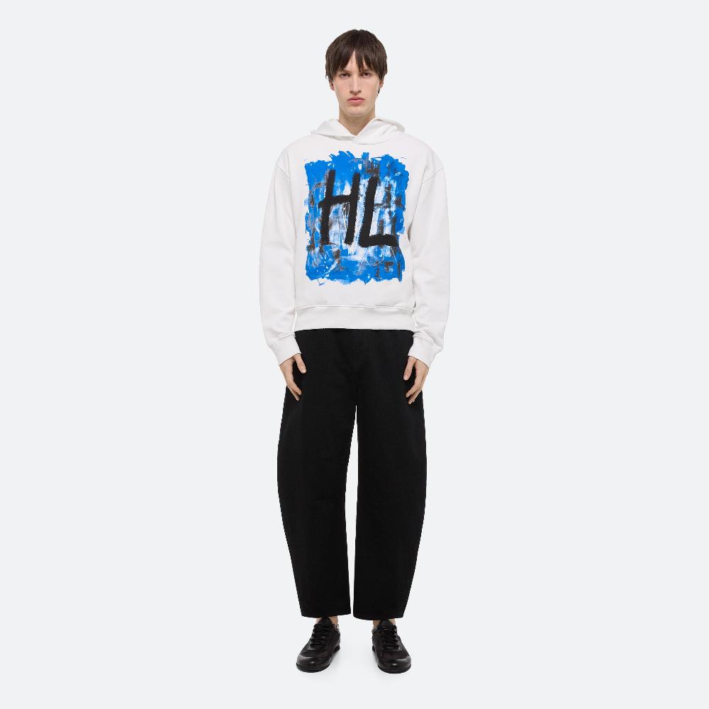 Helmut Lang Blue Scribble Hoodie White/blue