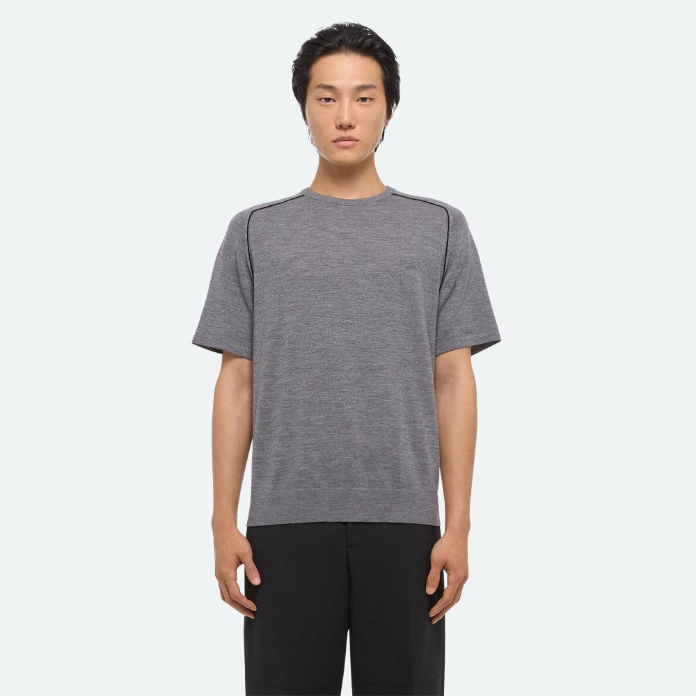 Helmut Lang Contrast Seam Tee Grey Melange/black