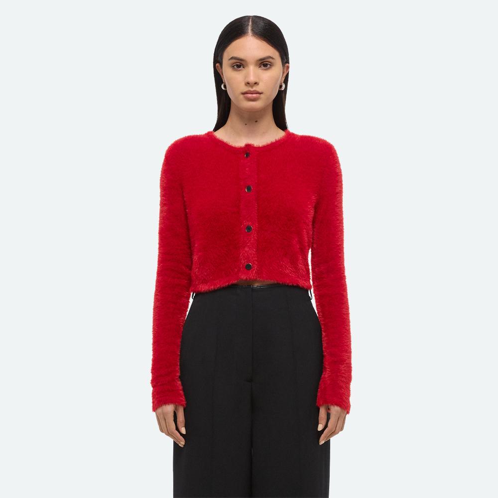 Helmut Lang Cropped Cardigan Red