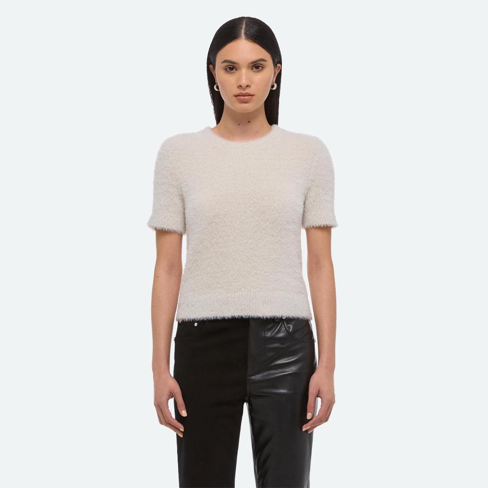Helmut Lang Cropped Sweater Tee Ivory