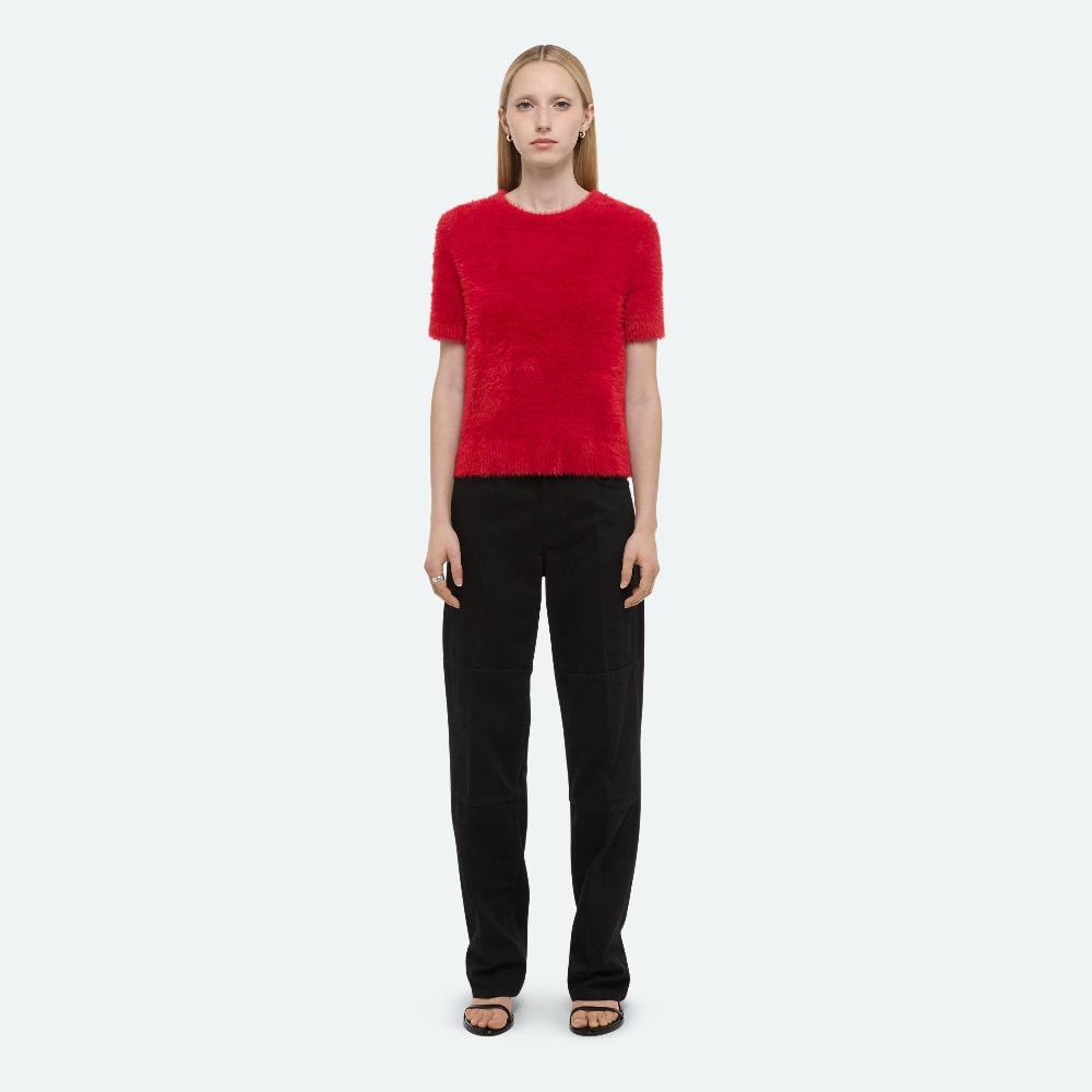 Helmut Lang Cropped Sweater Tee Red