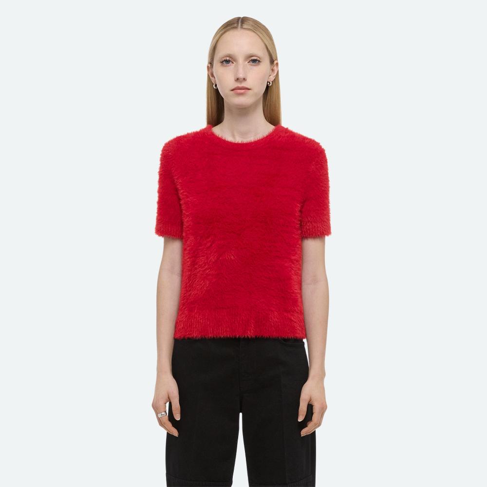 Helmut Lang Cropped Sweater Tee Red