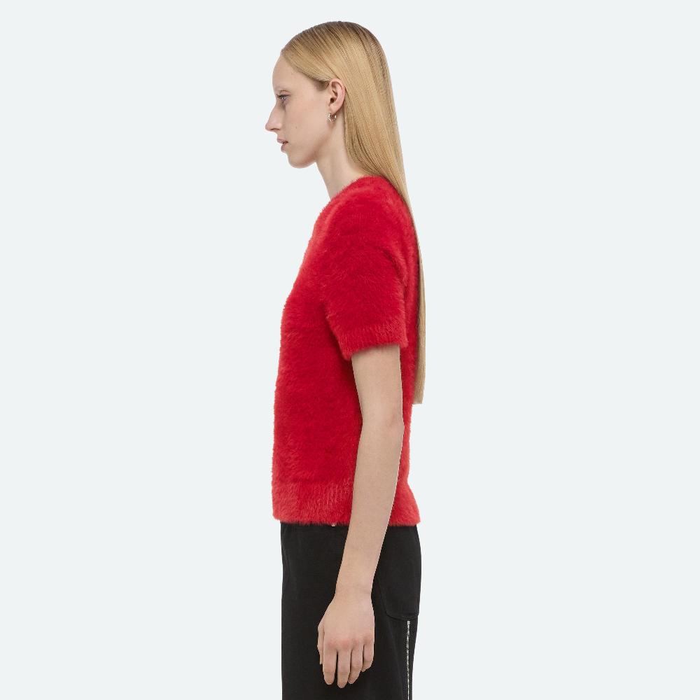 Helmut Lang Cropped Sweater Tee Red