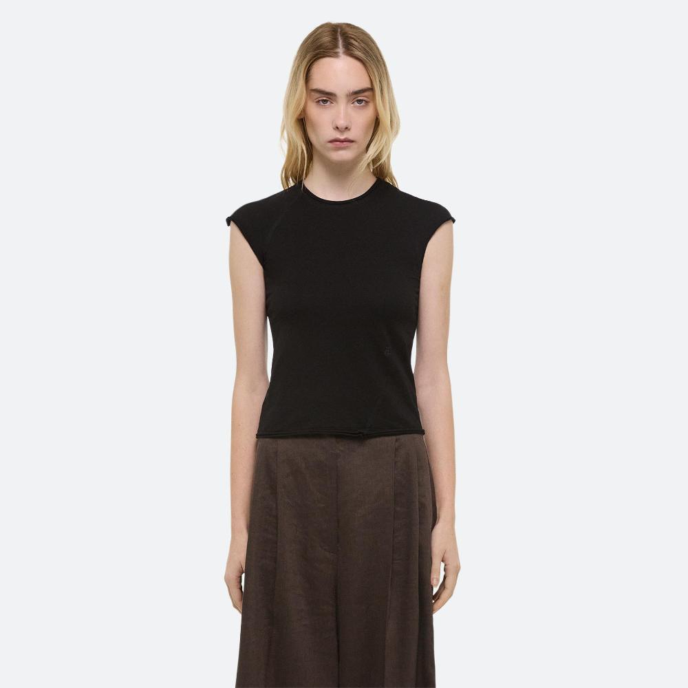 Helmut Lang Cropped Twisted Tee Black