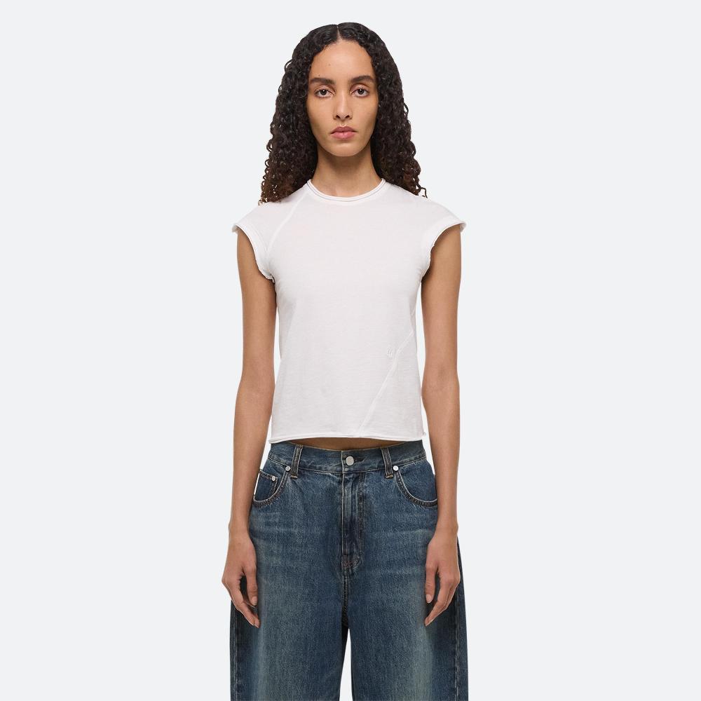 Helmut Lang Cropped Twisted Tee Optic White