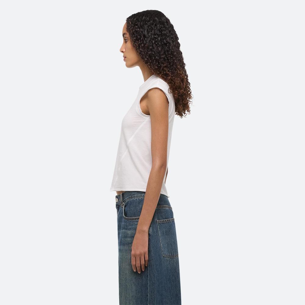 Helmut Lang Cropped Twisted Tee Optic White