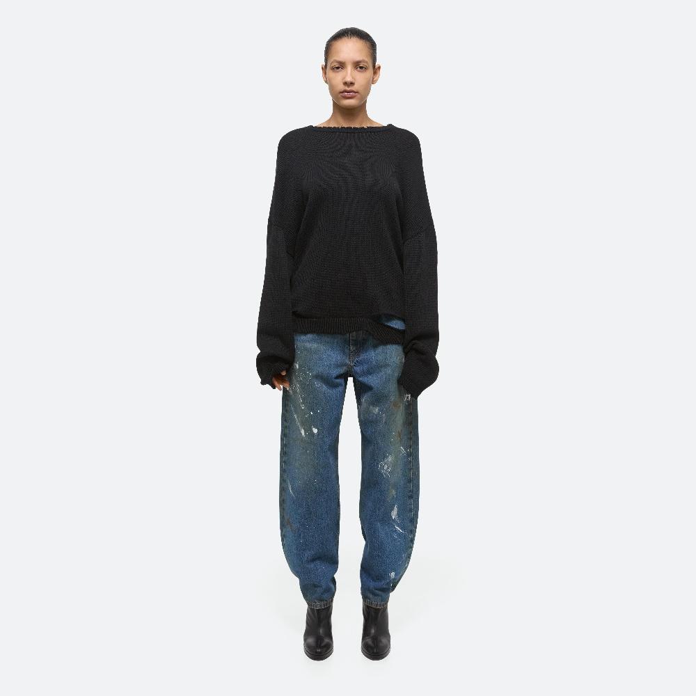 Helmut Lang Distressed Ribbed Sweater Black