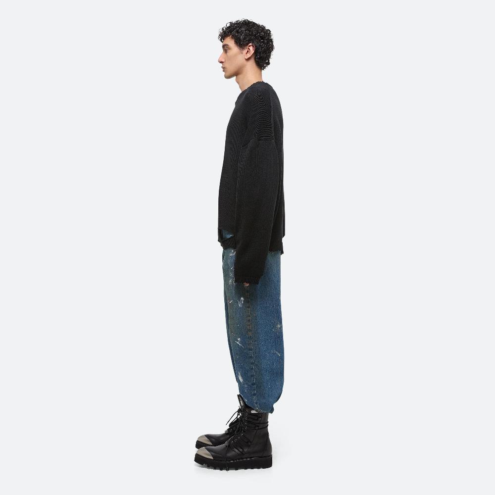 Helmut Lang Distressed Ribbed Sweater Black